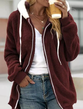 Zip Hoodie with Relaxed Fit and Hooded Design for Women