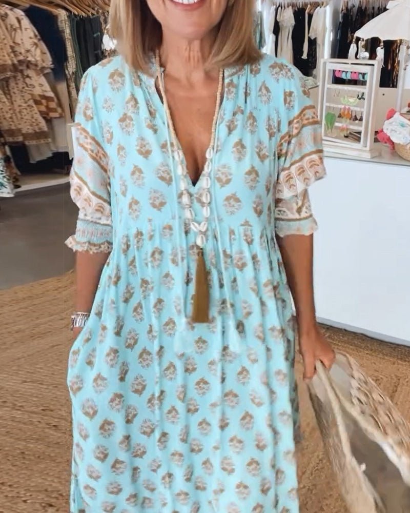 Chic Floral V-Neck Dress Midi