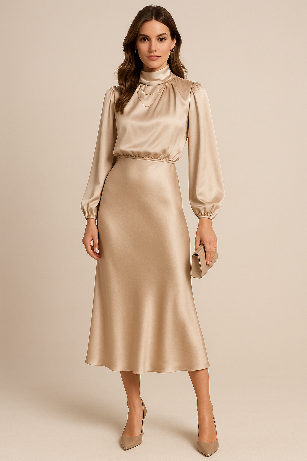 Emily | Midi Dress High Waist High Neck