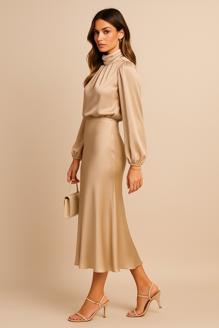 Emily | Midi Dress High Waist High Neck