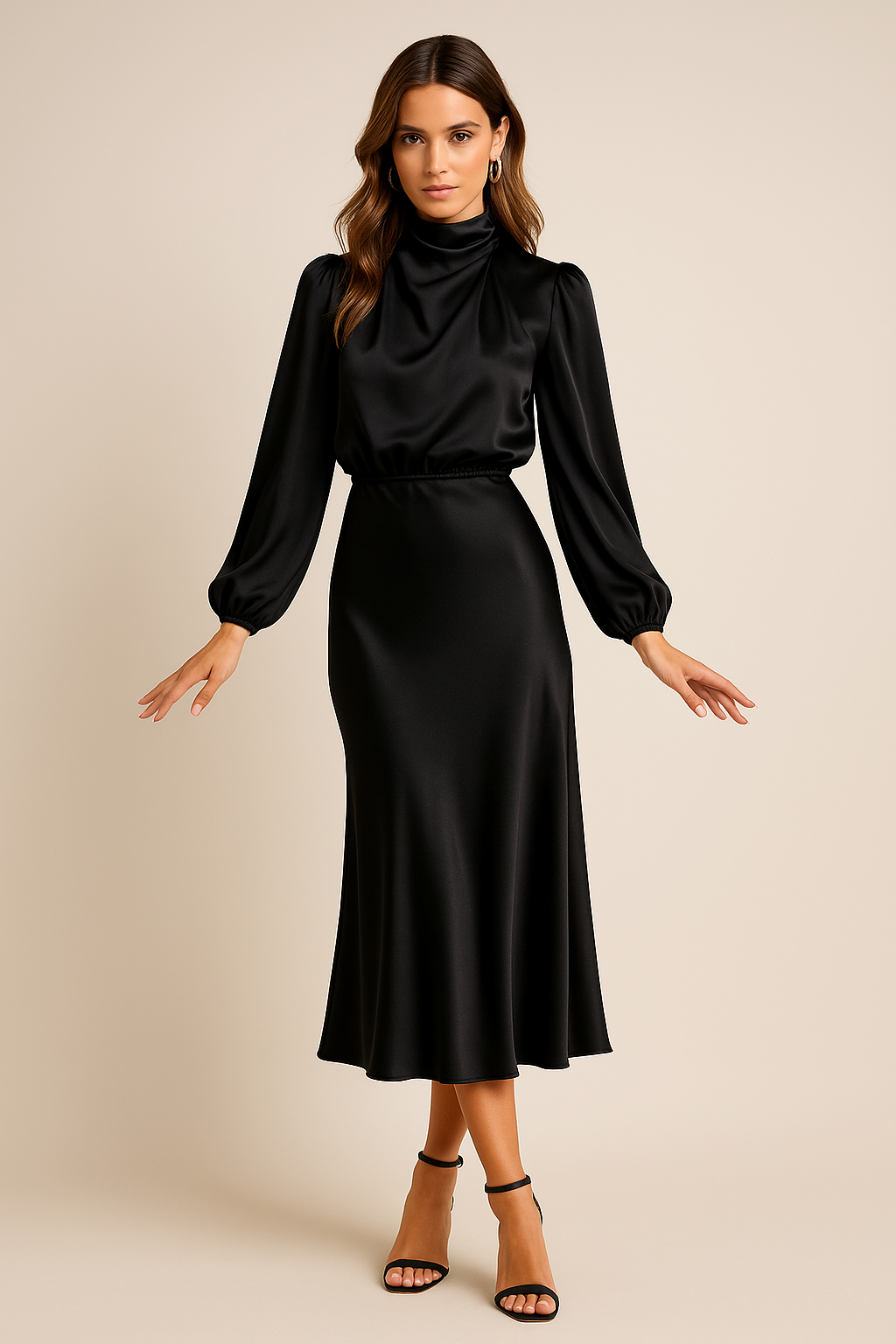 Emily | Midi Dress High Waist High Neck