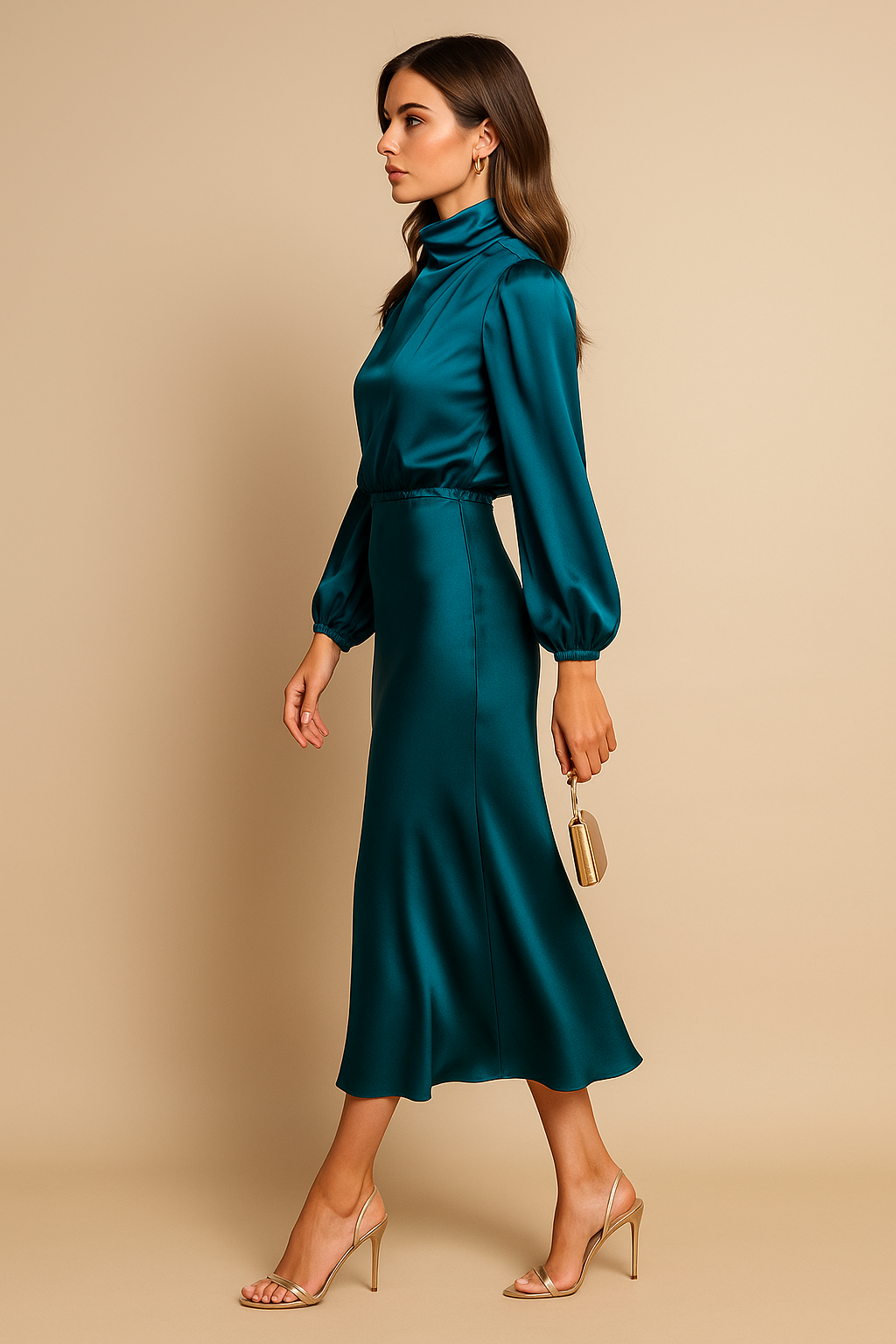 Emily | Midi Dress High Waist High Neck