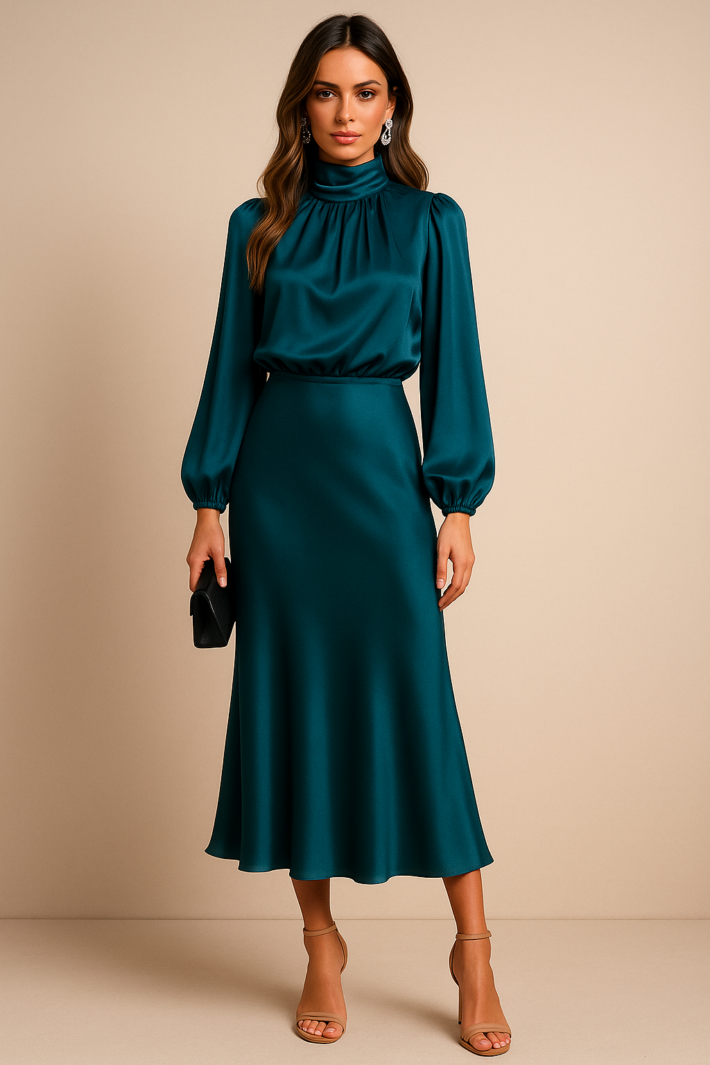 Emily | Midi Dress High Waist High Neck