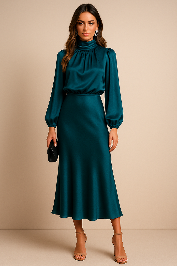 Emily | Midi Dress High Waist High Neck