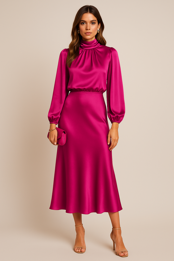 Emily | Midi Dress High Waist High Neck