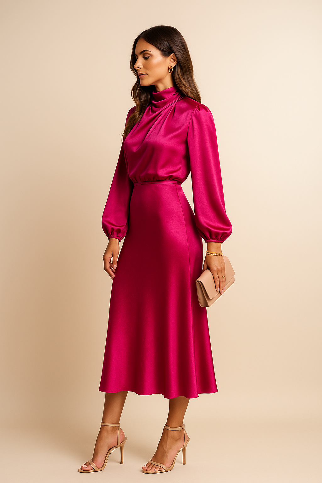 Emily | Midi Dress High Waist High Neck