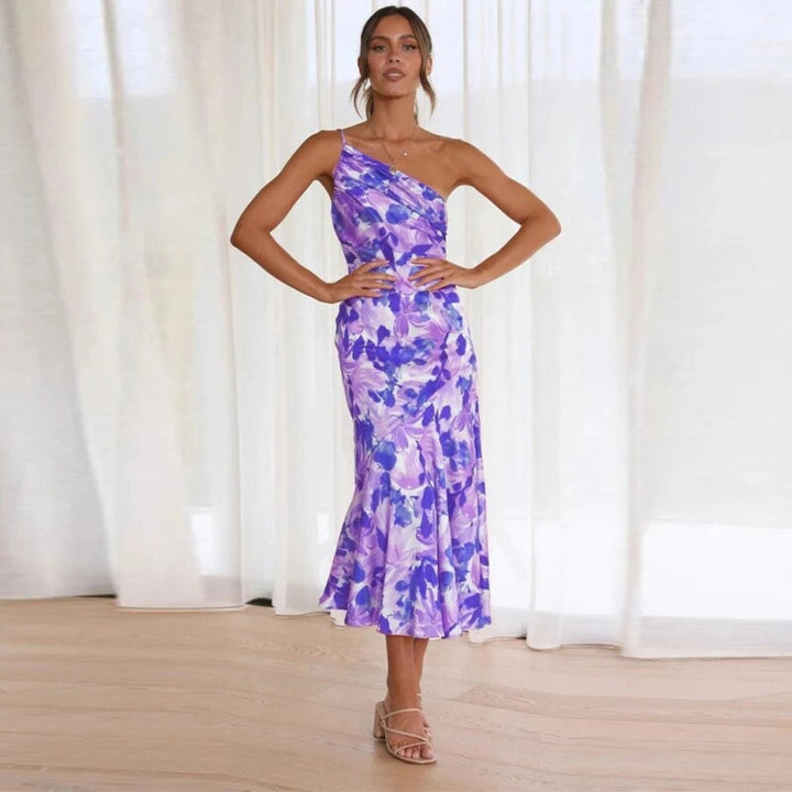 Women's Asymmetric Floral Maxi Dress
