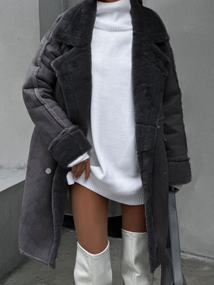 Extra Long Coat with Flowing Silhouette for Women