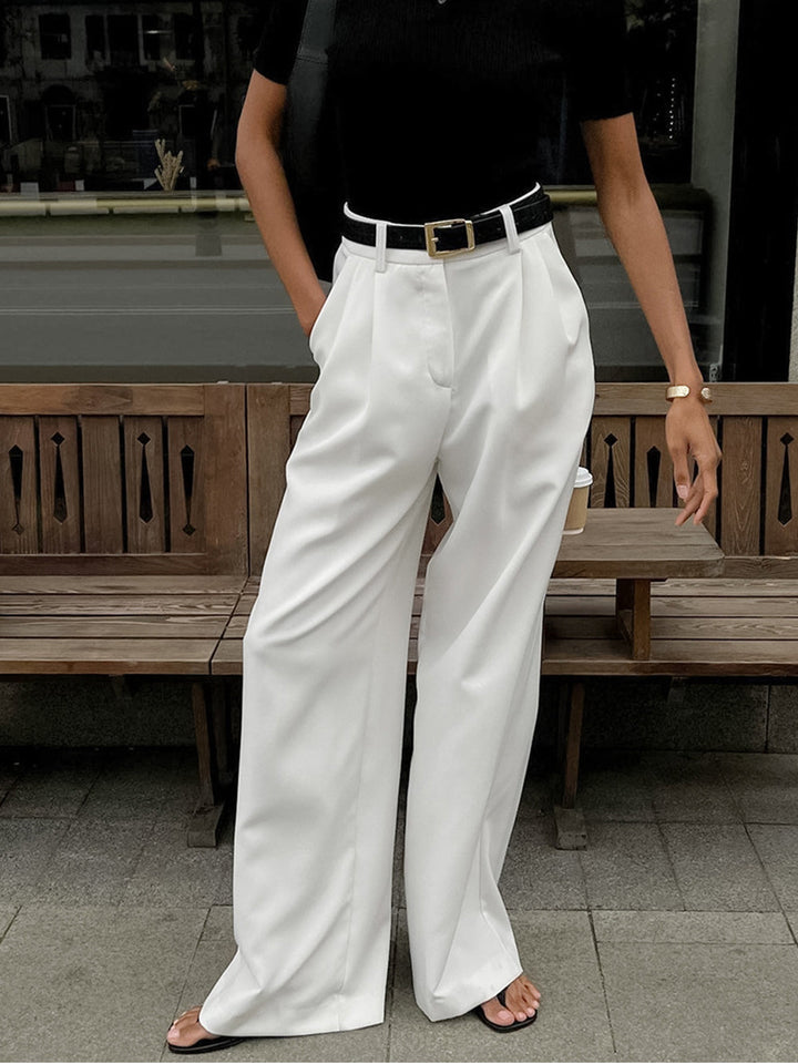 Relaxed Fit Wide Leg Office Trousers with Clean Lines for Women