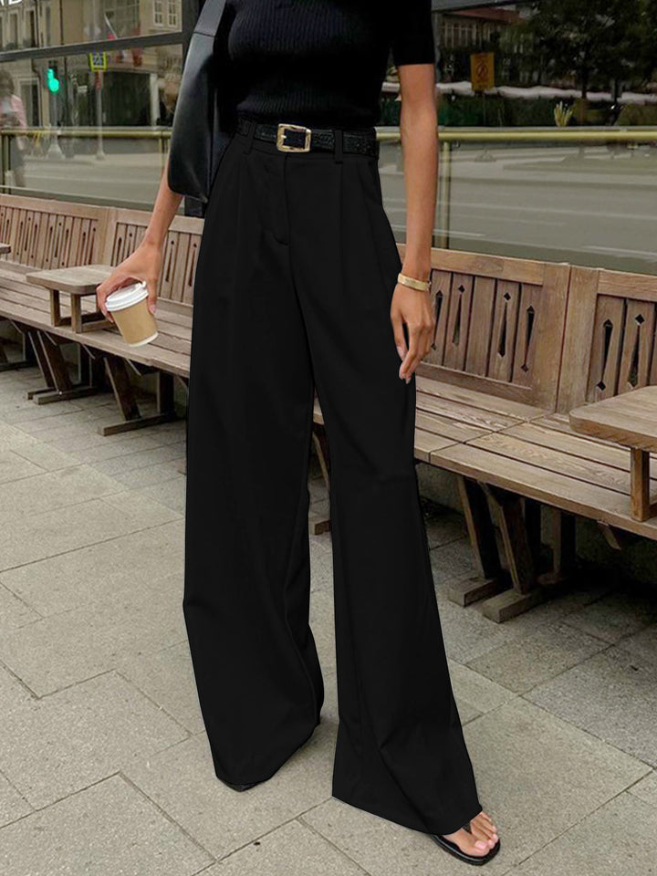Relaxed Fit Wide Leg Office Trousers with Clean Lines for Women
