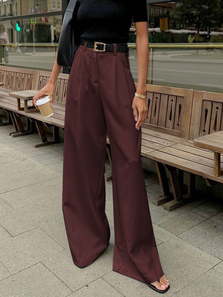 Relaxed Fit Wide Leg Office Trousers with Clean Lines for Women