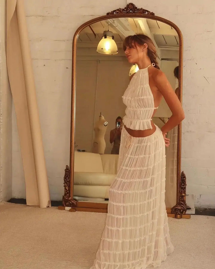 Bohemian Ruffle Two-Piece Set for Women | Sculpted Summer Glow
