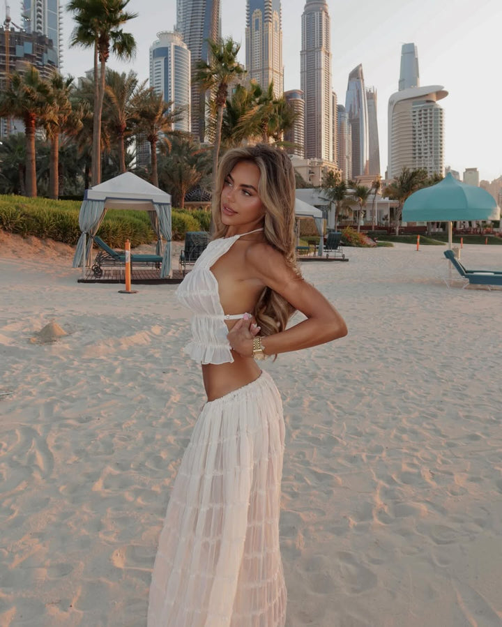 Bohemian Ruffle Two-Piece Set for Women | Sculpted Summer Glow