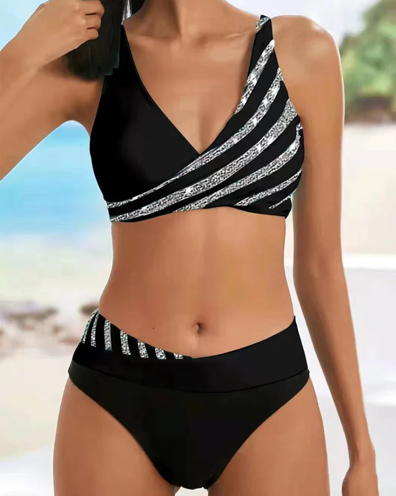 Women’s Bikini Set with Glitter Stripes | Summer