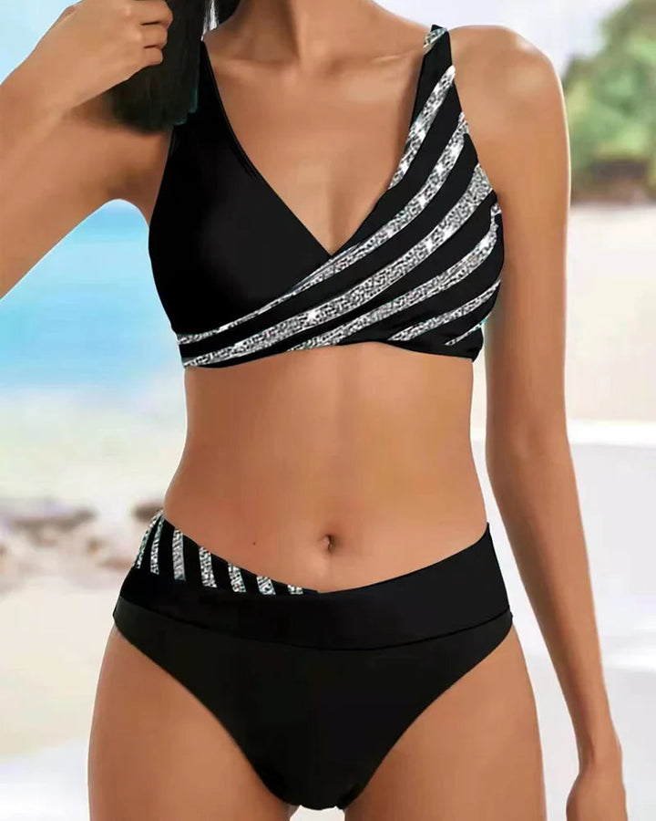 Women’s Bikini Set with Glitter Stripes | Summer