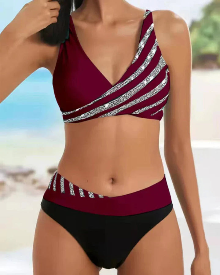 Women’s Bikini Set with Glitter Stripes | Summer