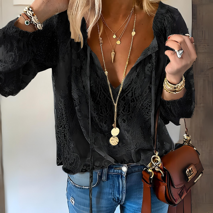 Boho style blouse with a slit neckline for women | Vintage 2