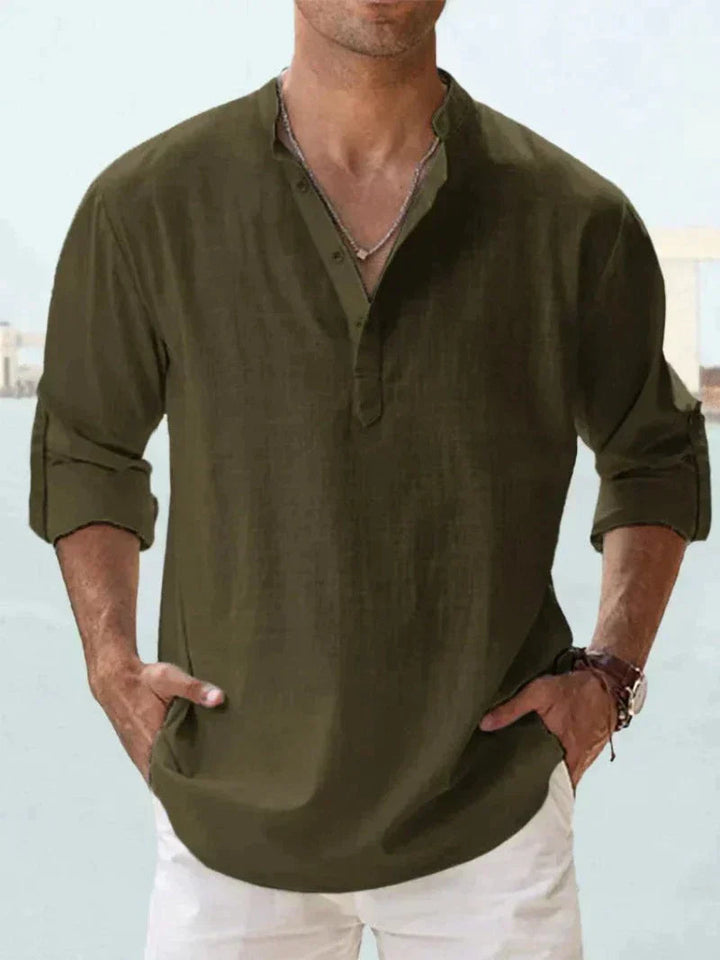 Breathable men's linen shirt for beach and leisure 10