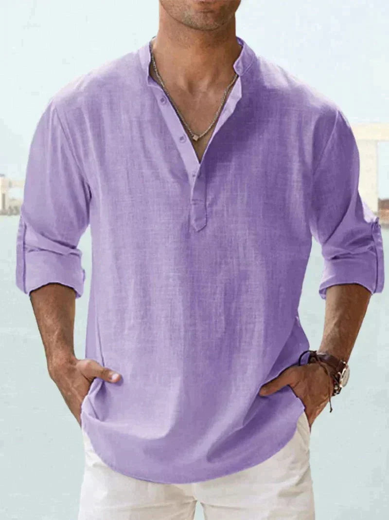 Breathable men's linen shirt for beach and leisure 12