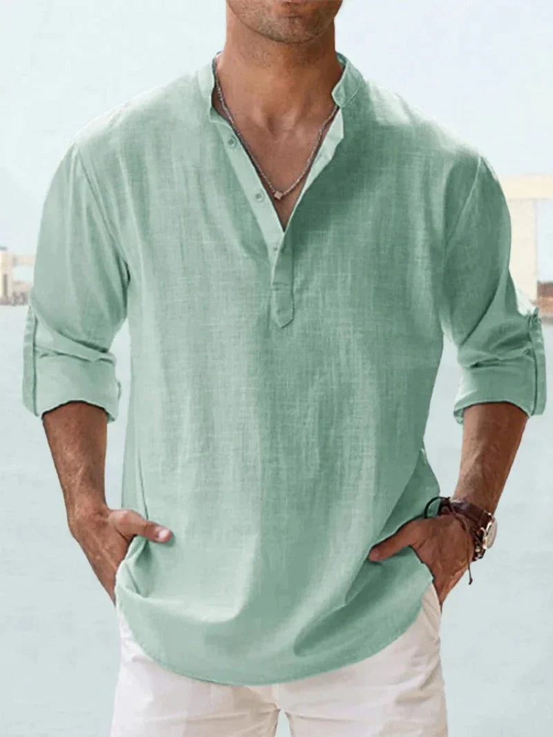 Breathable men's linen shirt for beach and leisure 13