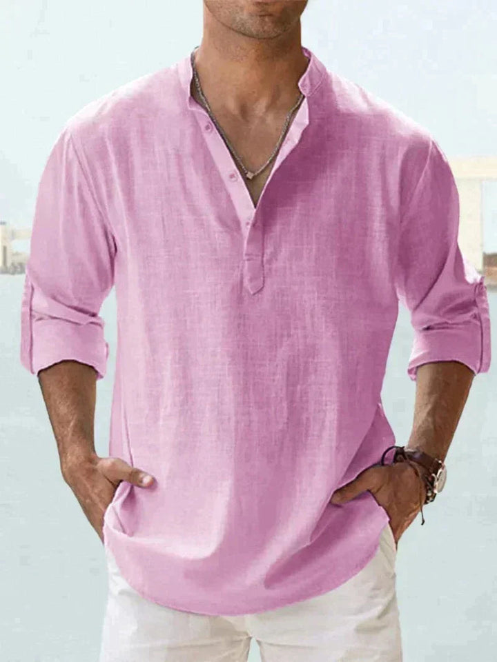 Breathable men's linen shirt for beach and leisure 14