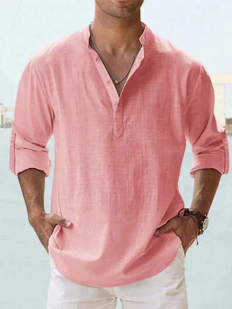 Breathable men's linen shirt for beach and leisure 15