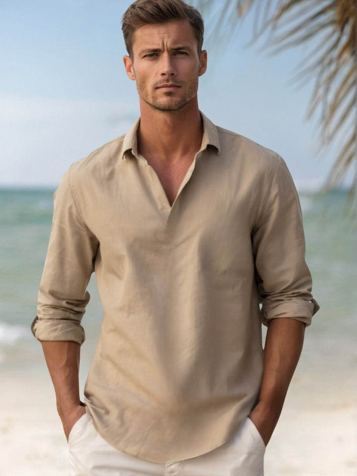Breathable men's linen shirt for beach and leisure 3