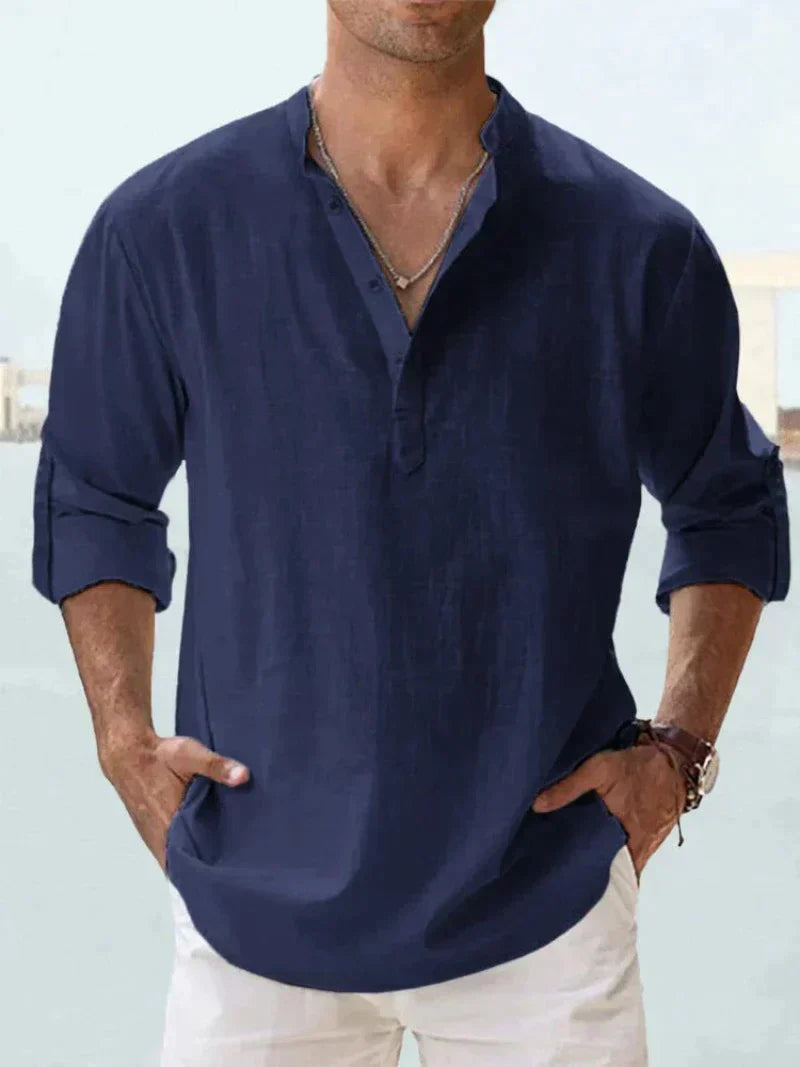 Breathable men's linen shirt for beach and leisure 4