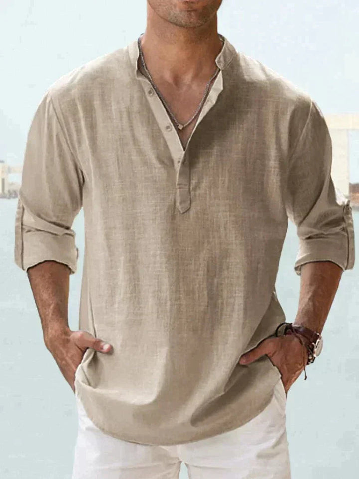 Breathable men's linen shirt for beach and leisure 7