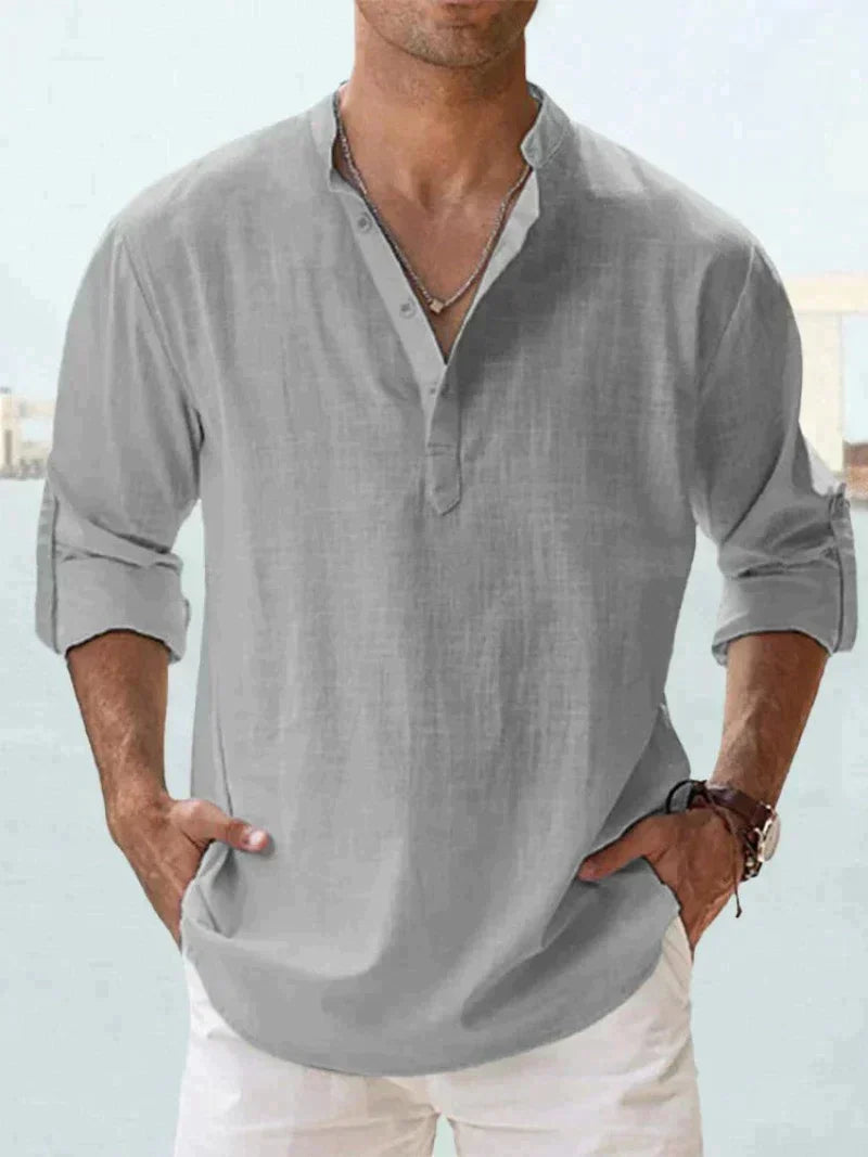 Breathable men's linen shirt for beach and leisure 9