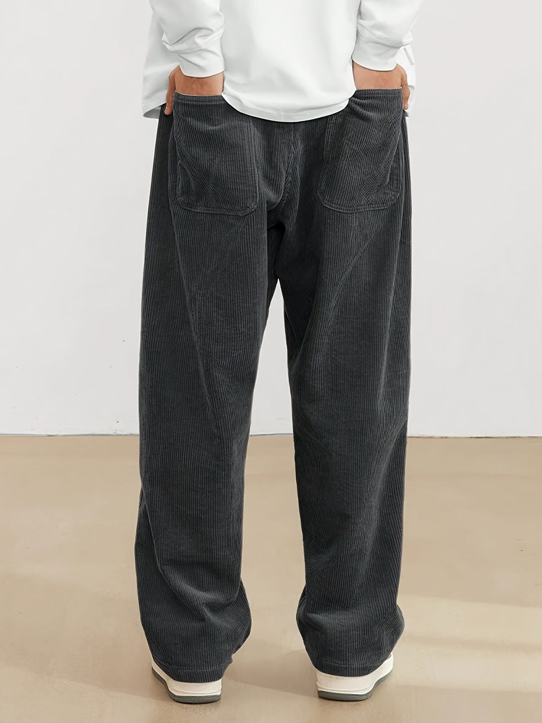 Brown - Men's cord pants with pockets 2
