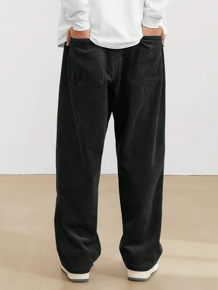Brown - Men's cord pants with pockets 3