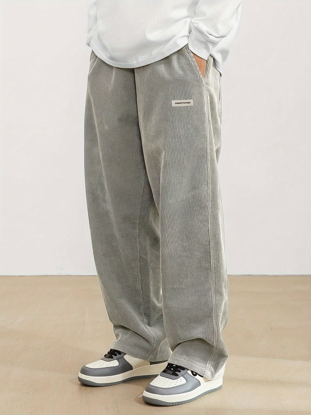Brown - Men's cord pants with pockets 6