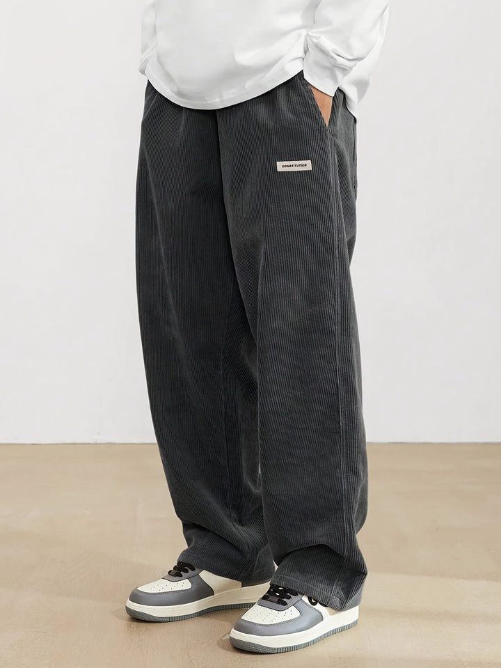 Brown - Men's cord pants with pockets 7