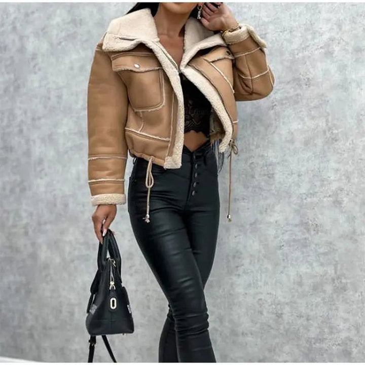 Structured Biker Jacket with Clean Silhouette for Women