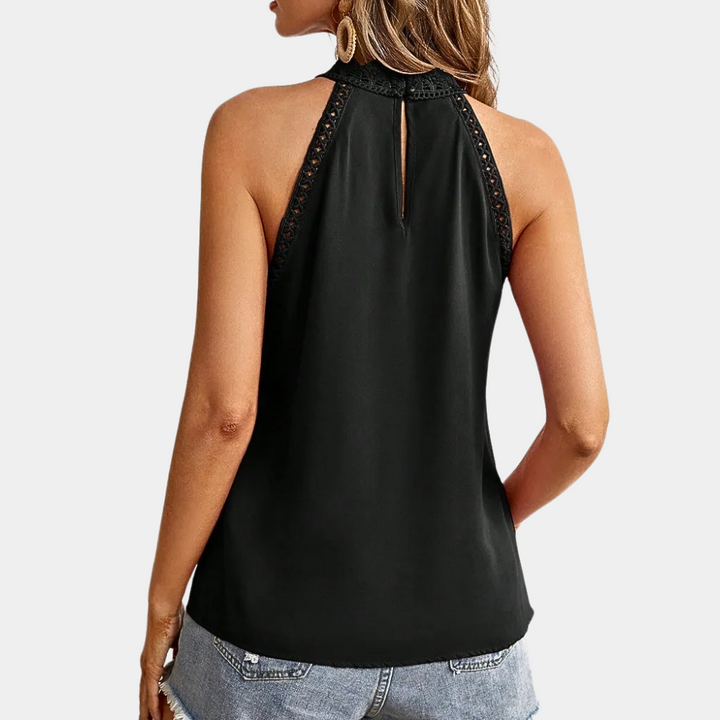 Women's Lace Halter Mock Neck Top
