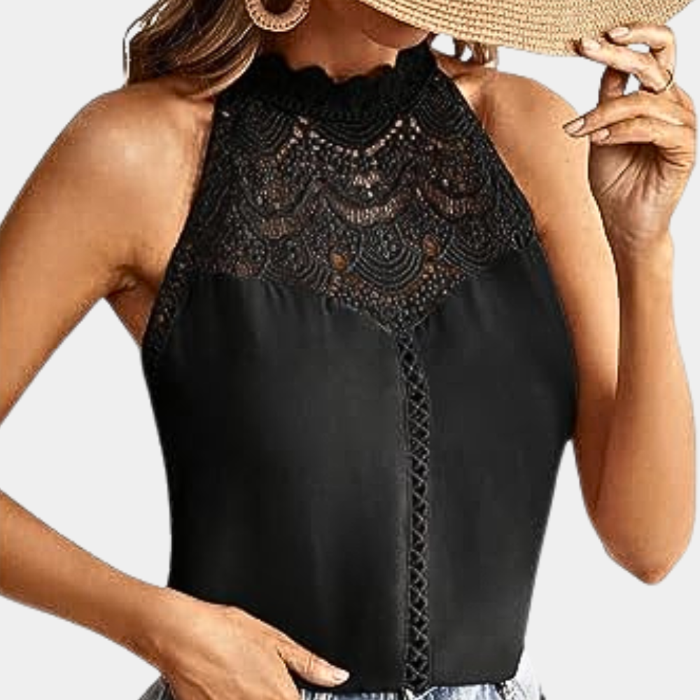 Women's Lace Halter Mock Neck Top