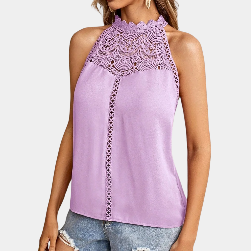 Women's Lace Halter Mock Neck Top