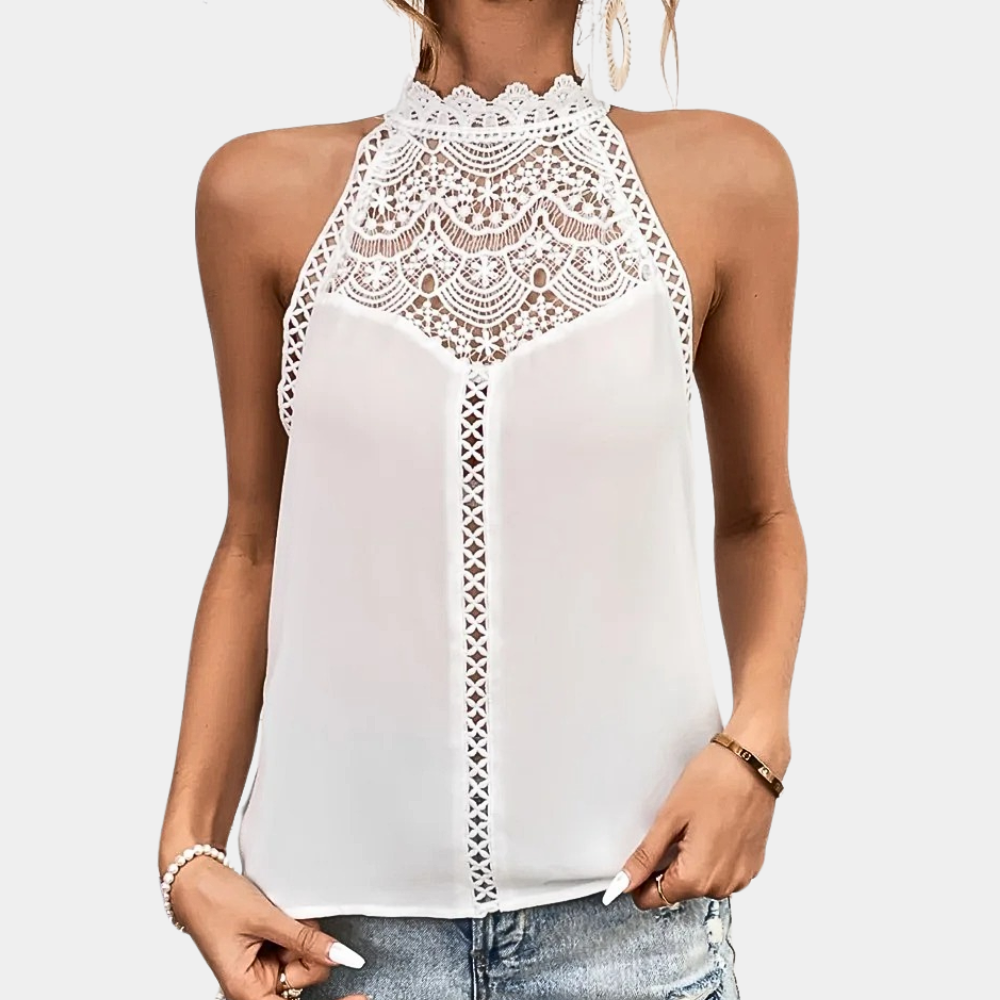 Women's Lace Halter Mock Neck Top