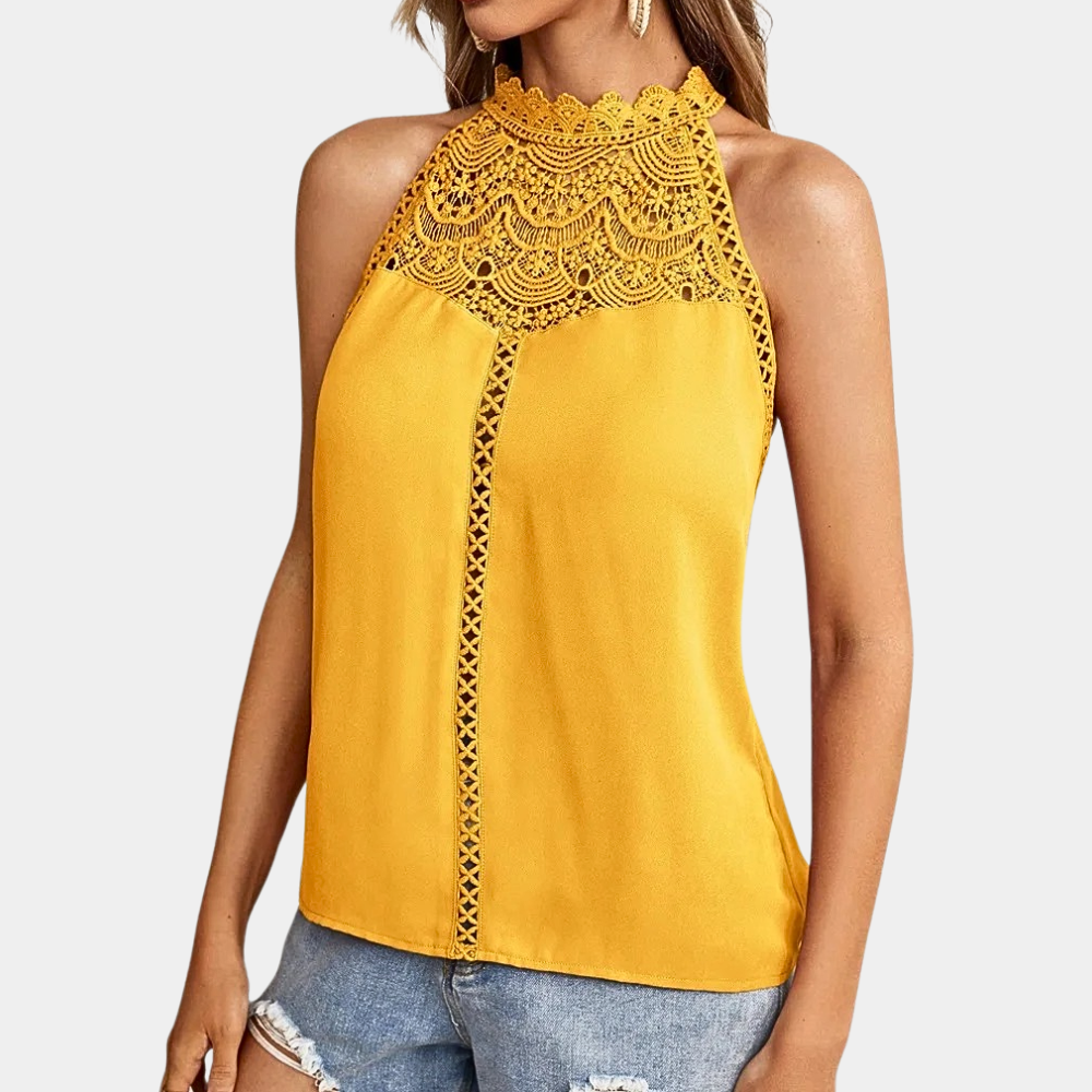Women's Lace Halter Mock Neck Top