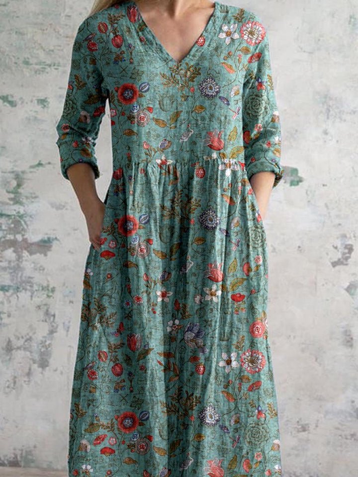 Calista | V-neck Floral Dress 0