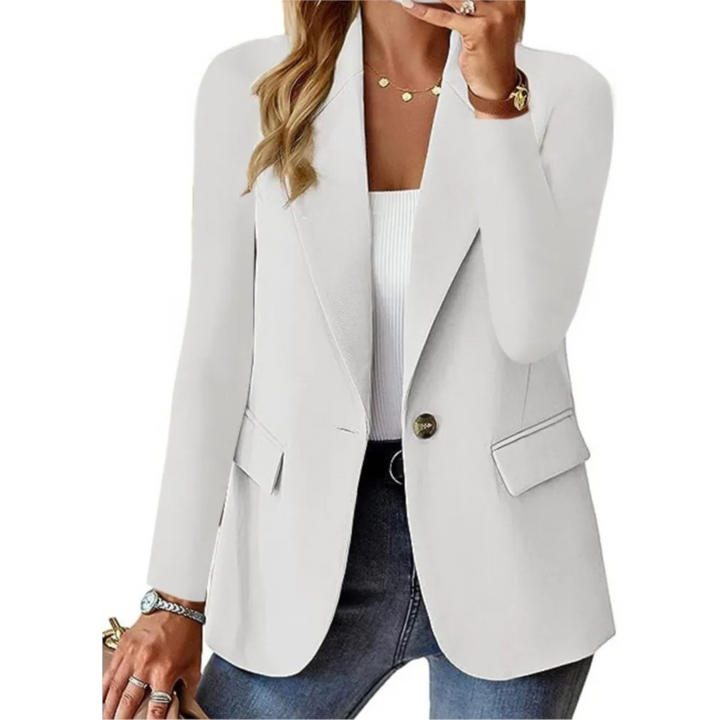 Casual women's blazer with long sleeves and narrow bags with buckle 0