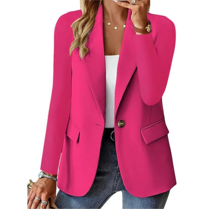 Casual women's blazer with long sleeves and narrow bags with buckle 1