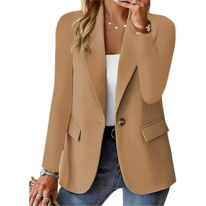 Casual women's blazer with long sleeves and narrow bags with buckle 3