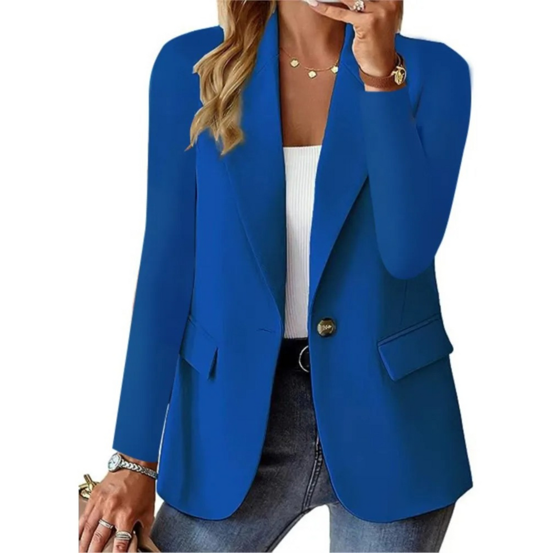 Casual women's blazer with long sleeves and narrow bags with buckle 5