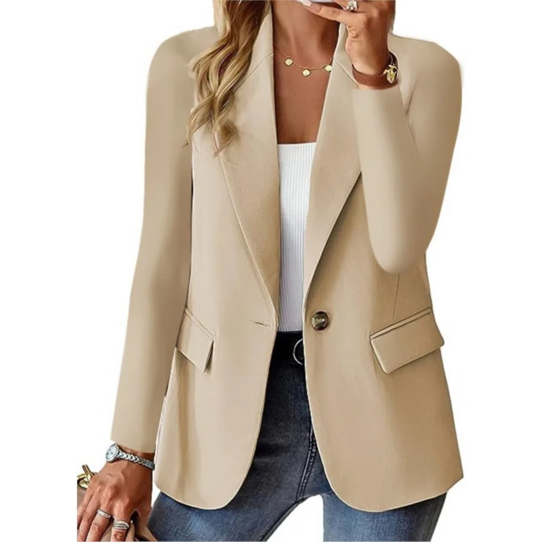 Casual women's blazer with long sleeves and narrow bags with buckle 7