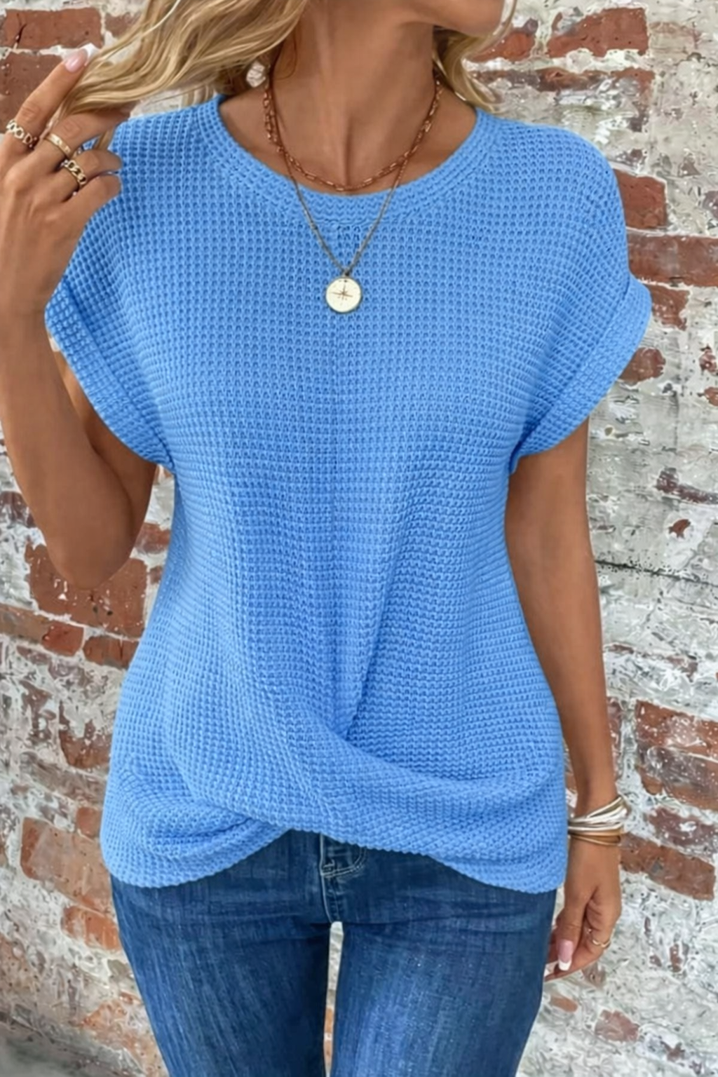 Women's Waffle Knit Casual Everyday Shirts