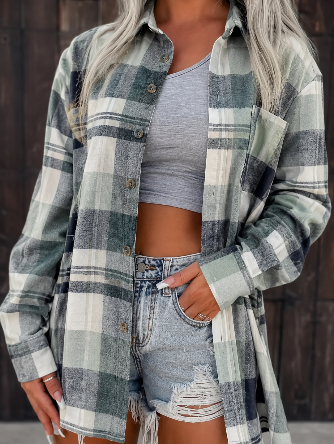 Women's Oversized Plaid Flannel Shirt