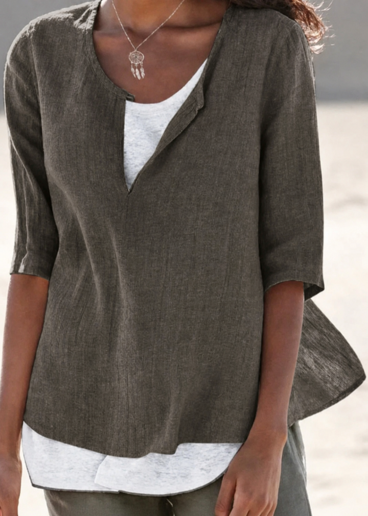 Women's Split Neck Casual Blouse