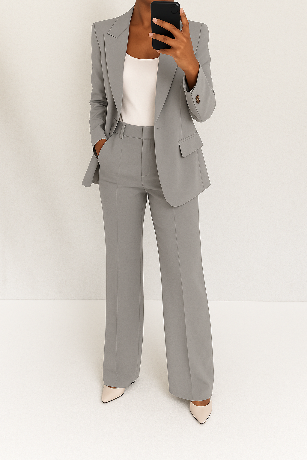 Tailored Suit Set with Blazer and Matching Trousers for Women